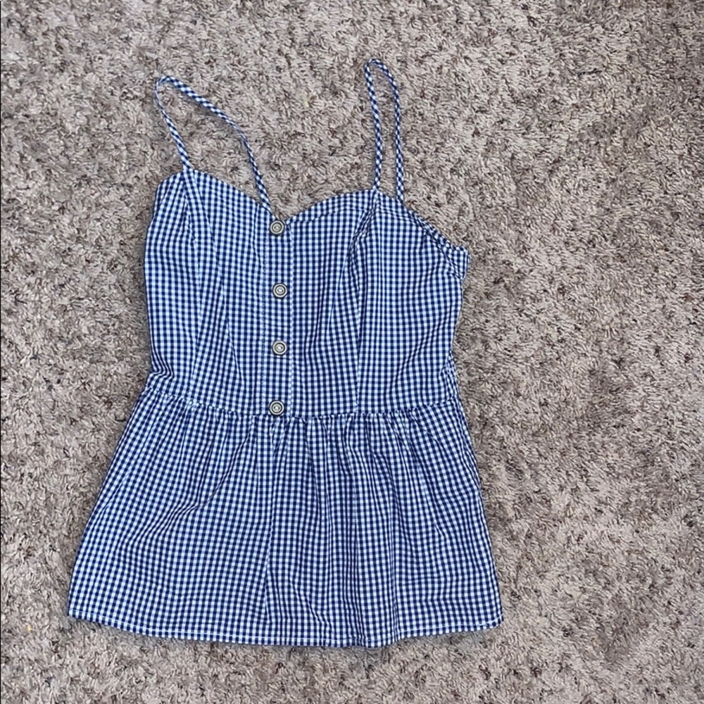 Navy Blue and White Plaid Tank